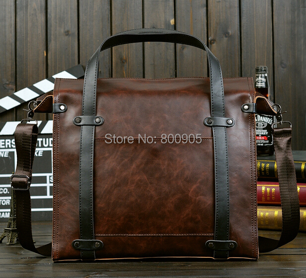 retail Fashion crazy horse Leather men's bag man vintage shoulder bags, men  man's messenger business   bag brown color
