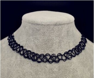 Fishing-Line-weave-tattoo-choker-necklace-gift-for-women-lovers-black-choker-necklace-vintage-Resin-Silver (2)