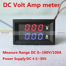 Car LED Electrical Ammeter Voltmeter Ampere Digital Voltage Amp Volt Meter DC 100V/100A Red/Blue 2-color Display Tester
