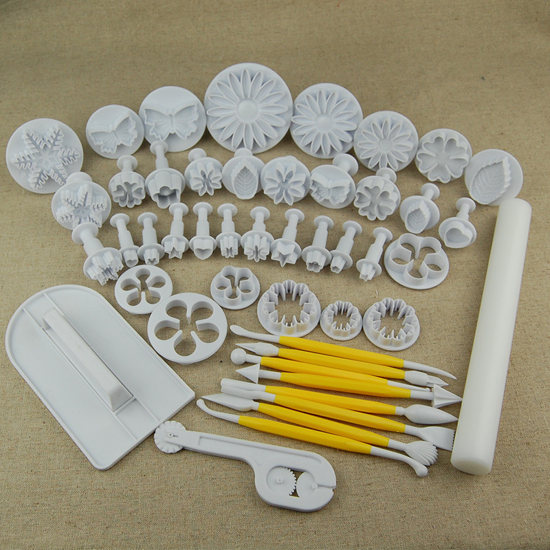 All 47pcs Sugarcraft Cake Decorating Tools Plunger Cutter Modelling Tool Cake Mold Cookie Biscuit Fondant Mould  Flower Set