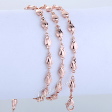4mm Womens Girls Bud Bead Beaded Link Chain 18K Rose Gold Filled Necklace High Quality 59