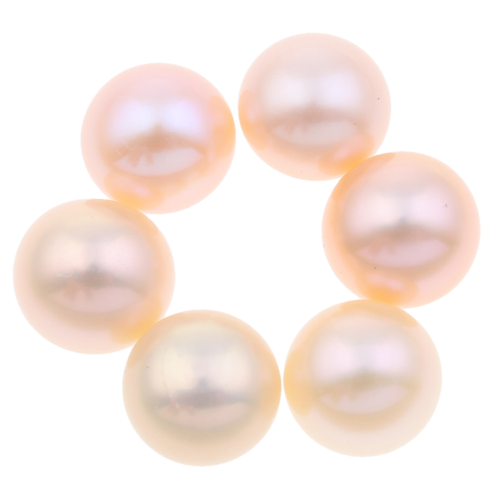 Natural Peach Pink Button Half-drilled Freshwater Pearls for Making Earrings AAA
