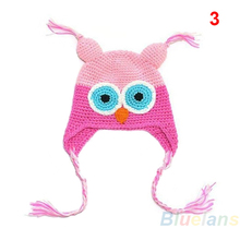 Multicolor Infant Toddler Handmade Knitted Crochet Baby Hat owl hat Cap with ear flap Animal Style