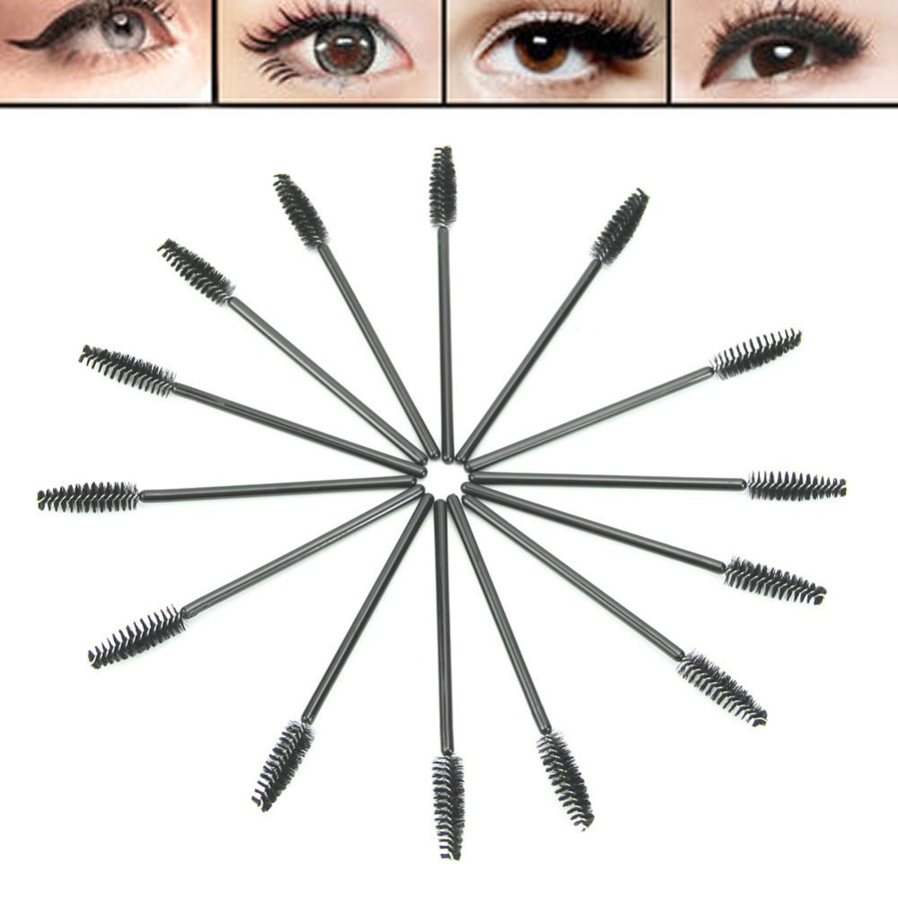 Free Shipping !2014 New 50pcs/pack Makeup Disposable Eyelash Mini Brush Mascara Wands Applicator Spoolers