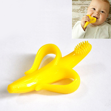 High Quality And Environmentally Safe Baby Dental Care Teether Teething Ring Banana Silicone Toothbrush 2 Choose