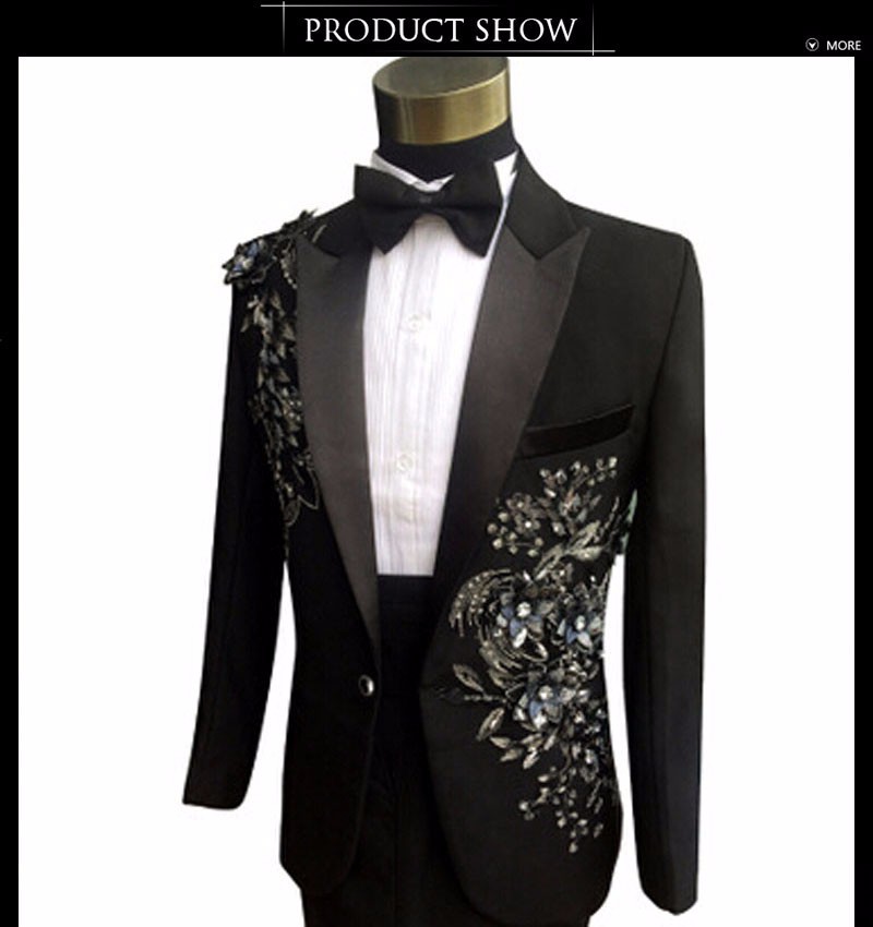 Mens Sequin Suit 2015 New Arriva Plus Size High Quality Trajes Hombre Wedding Suit For Men Prom Stage Costums DJ Terno Masculino