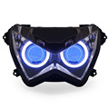 KT Headlight for Kawasaki Z800 2013 2016 LED Angel Eye Blue Demon Eye Motorcycle HID Projector