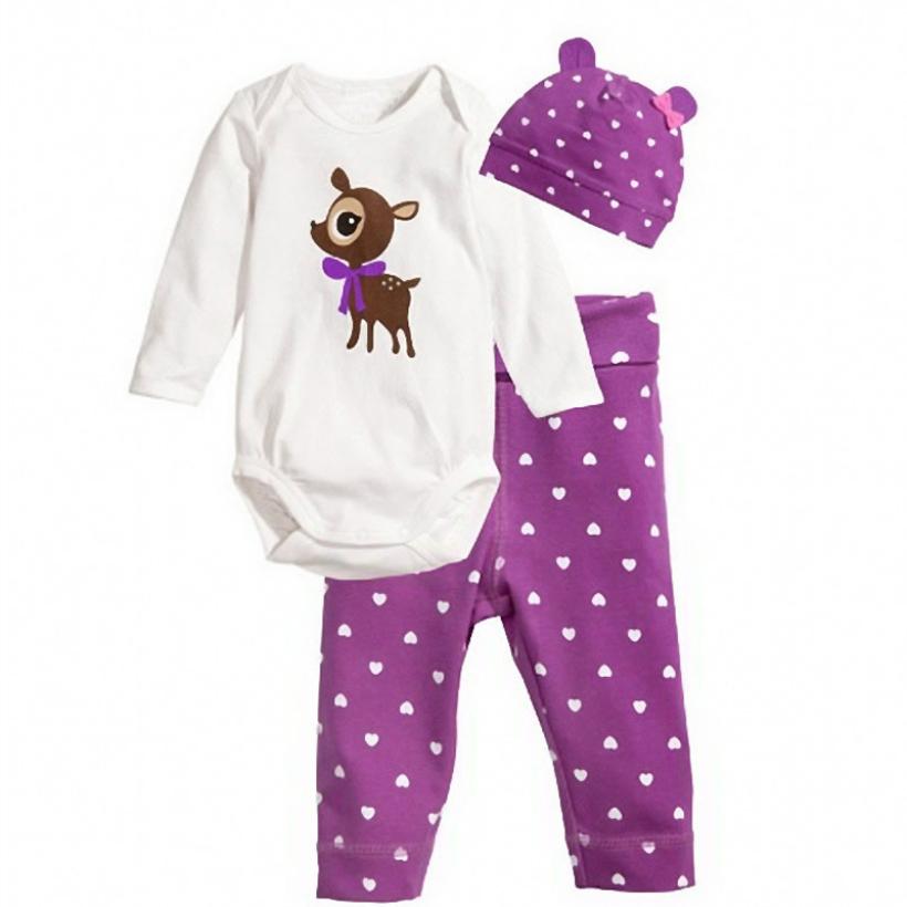 2015 NEW Baby Sets Three-Piece Unisex Climbing Clothes Baby Rompers Purple