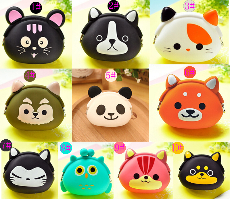 Fashion Cartoon Coin Purse Hasp Oval Wallets Soft Cover Silicone Gel Unisex Coin Purses Kinds of Cute Animals #LN