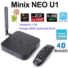 Minix NEO U1 Android Smart TV Box Amlogic S905 2G 16G 4K UHD Media Player Dual Band Wfii Bluetooth H.265 Google IPTV Mini PC