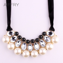 Necklaces Pendants Pearl Choker Collar Vintage 2015 Fashion Bead Rhinestone Chain Statement Necklace Women Jewelry Gifts