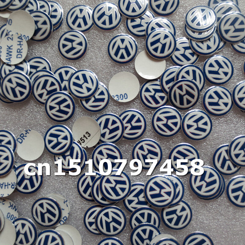 Car styling 1000pcs blue black aluminum 14mm Remote Key Fob Logo Badge Emblem For Volkswagen VW