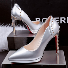 Hot sale!rhinestone heel office ladies heels red bottom women shoes platform high heels with studs escarpins semelle rouge