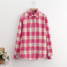 2016 Fashion font b Plaid b font Shirt Female College style women s Blouses Long Sleeve
