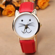 2015 Fashion GENEVA Dial Cat Watches Women Dress Watch charms Lady Casual Reloj Quartz Watches orologio