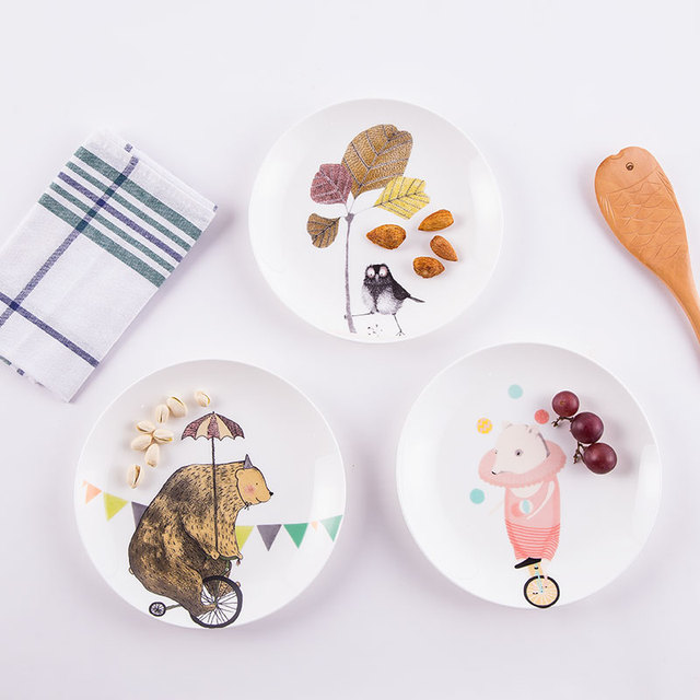 Творческий западная еда блюдо пластина костяного фарфора посуда керамика пластины мультфильм животных завтрак фрукты стейк блюда из пасты