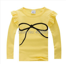 2015 spring Autumn children s long sleeve T shirt elasticcandy colors girls t shirts kids tops