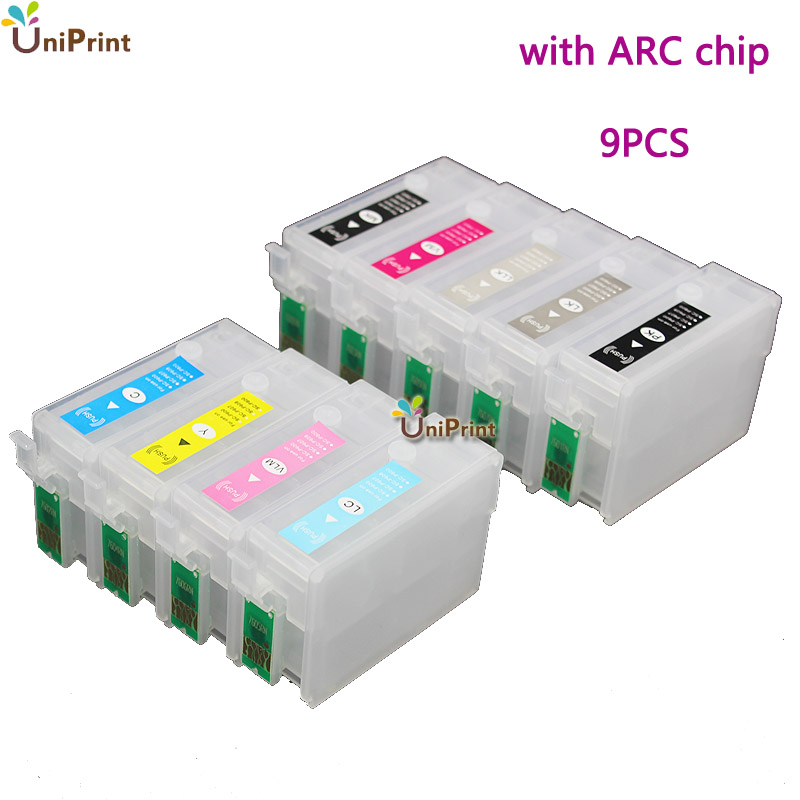 9 Color New Surecolor P600 Refillable Ink Cartridge With Arc Chip For Epson P600 T7601 T7609 For 6451