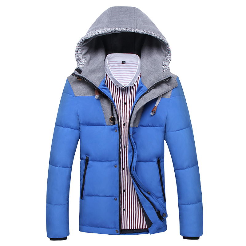 New 2015 down winter jacket men patchwork parka winter coat men slim down jacket men canada