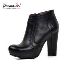 Donna-in original design ankle boots full grain cow leather platform high heel ladies boots