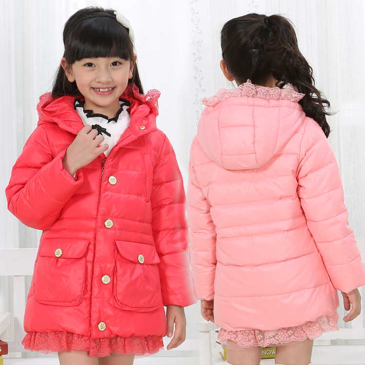 2014 new authentic children's down jacket girls kids long down jacket thick jacket Korean children