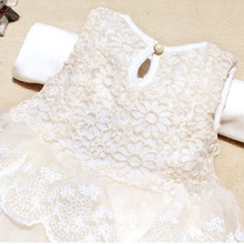 Baby Girls Sleeveless Lace Crochet Princess Dress Kids With Bow Belt Party Dresses Free Shipping