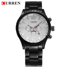 Nueva CURREN 8056 hombres moda deportes del análogo de cuarzo de pulsera acero lleno de hombre del Reloj impermeable militar Reloj Relojes