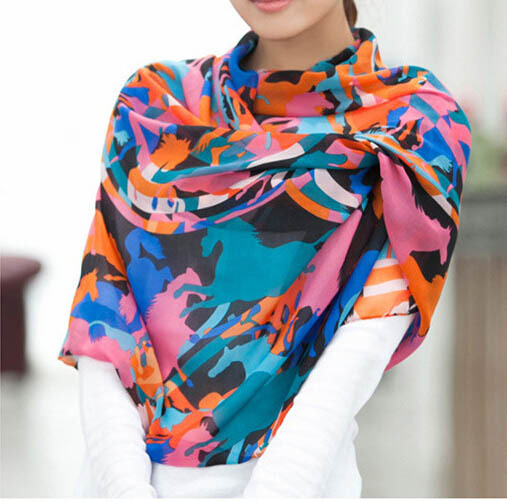 155 43cm 2015 New Brand Fashion Foulard Casual Summer Silk Scarf Women Chiffon Plaid Shawl Scarves