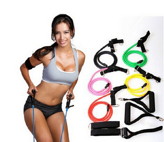 Natural Tension Health Elastic Exercise Sport Body Stretching Belt Pull Strap with handle Sport Resistance Bands
