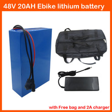 With Battery Bag 48V 1000W Electric Bike battery 48V 20AH Lithium battery pack with PVC Case 30A BMS charger Free shipping