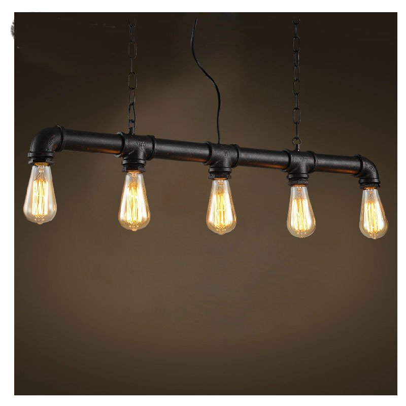 Black American Loft Vintage Retro Pulley Wrought Iron Pendant Light Industrial Lamps E27 Edison Pendant Lamp Home Light Fixtures