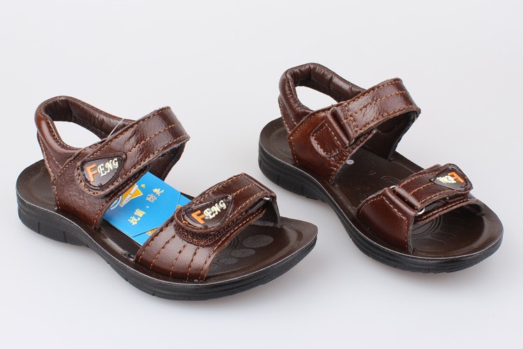 J.G Chen Summer Boys Sandals Genuine Leather Boys Beach Shoes Children Shoes Velcro Simple Kids Shoes EU 26-30 Big Sale 2 Colors