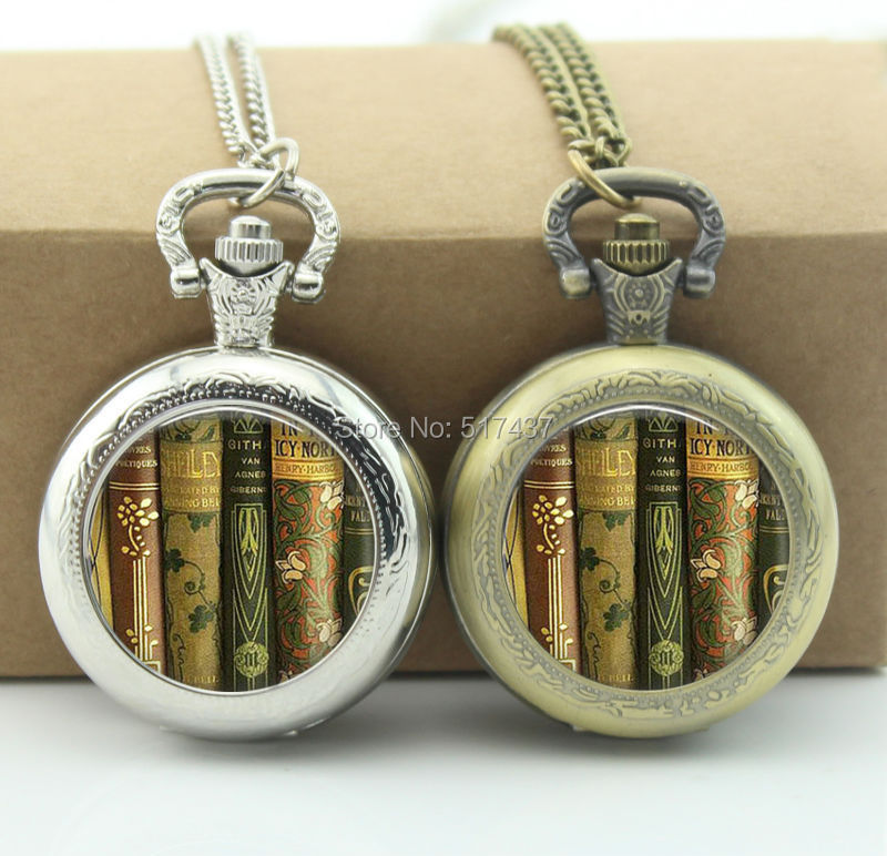 WT-00240 Vintage-Book-Spines-Pendant-Necklace-Book-Jewelry-Necklace-Gift-for-