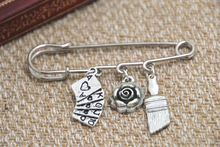 12pcs Alice in Wonderland Painting the Roses Red themed charm kilt pin brooch (38mm)