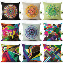 European Cushion Home Sofa Car Throw Pillows Geometric Style Plaid Printed Signature Cotton Bohemian Cojin Cushion Cover