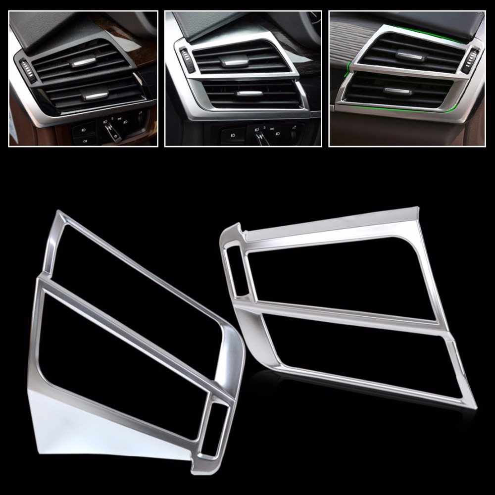 Brand New 2x New Chrome Front Air Conditioning Side Air Vent Outlet Trim Cover for 2015 BMW X5 X6 Car Interior Chromium Styling