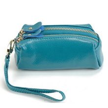Wholesale 2016 Women Genuine Cow leather Purse Rectangle Clutch Wristlet Wallet Coin Bag Phone Key Case Makeup Bag 8509