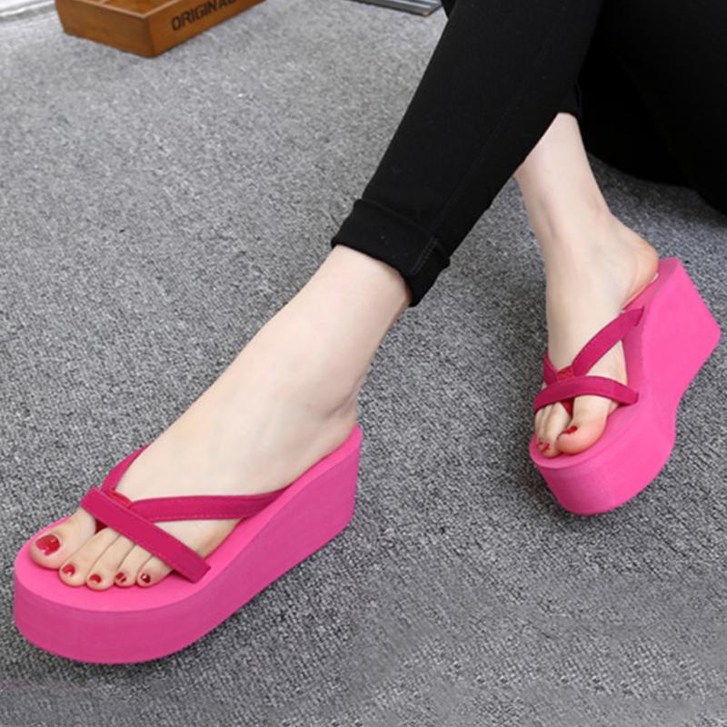 Suma-ma Womens Summer Transparent Slipper Height Increasing Wedges Platform Sandals Beach Shoes 