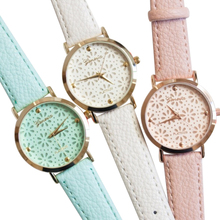 Popular Natural Color Geneva Faux Leather Band Elegant Flower Casual Analog Watches NO181 5UYQ W2E8D