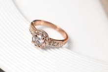 Wedding Classic Ring For Women 18K Rose Gold Plate Round Shape Zircon Stone Ring With SWA