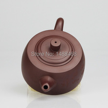 Folk artist Tianmu Yixing pure manual hand engraved text purple clay teapot set excellent capacity of