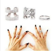 New 2015 3pcs Fashion Women’s Metall Gold/Silver Leaf Above Knuckle Finger Ring Set
