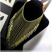 2015 New Collar Jewelry European Style Vintage Trench Fashion Necklace Rivet Long Tassel Punk Accessories Women