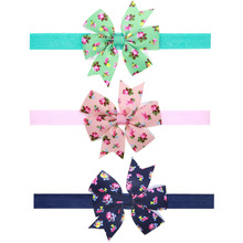 children accessories child Infant newborn Baby girl accessories Ribbon floral print Bowknot Toddler Head bands kids Hair Bands