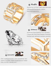 Fashion Brand Crystal Vintage Rings Word Ring 18K Gold Plated Letter Ring With AAA Genuine Austrian
