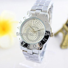 FreeShipping+New arrivel P Crown Rhinestone Simple business Quartz watches for women +two styles,5Colors