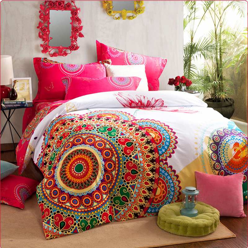 Luxury boho bedding sets queen king size bedclothes bohemia duvet cover set without comforter, bedsheet pillowcase 4pc bed set