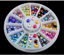 New 96pcs set 4mm Colorful Sharp Crystal AB 3d Nail Rhinestone Wheel Shiny Glitter Nail Art