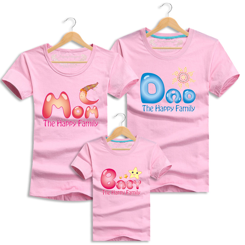 Summer Cotton Happy font b Family b font Letter Pattern T Shirt font b Family b