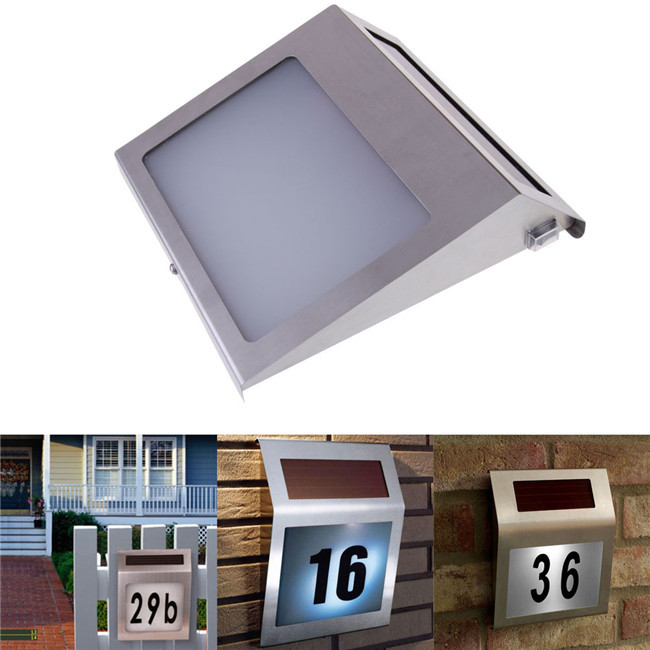 Led Solar Light Outdoor Stainless Solar Powered 3LED Illumination Doorplate Lamp House Number Light outdoor lighting hot sale Led Solar Light Outdoor Stainless Solar Powered 3LED Illumination Doorplate Lamp House Number Light outdoor lighting hot sale